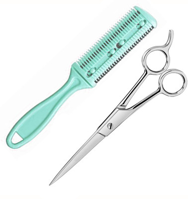 MGP FASHION Personal Care Tools Home And Professional Beauty Makeup Hair Blade Scissor Grooming Cutting Parlour Barber Salon Easy Grip for Men Women Kids and Hair Trimming Thinning All Purpose Scissors Combo (Silver) Scissors(Set of 2, Silver)