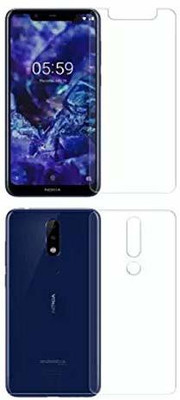 ISHANGEL Front and Back Screen Guard for NOKIA 5.1 PLUS, Gorilla Hammer Proof, flexible fiber unbreakable Screen Protector, [Not a Tempered Glass](Pack of 2)