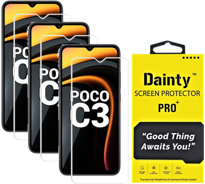 Dainty Tempered Glass Guard for Poco C3, Mi Redmi 9A, Mi Redmi 9i, Poco C31(Pack of 3)