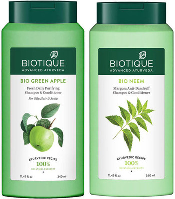 BIOTIQUE BIO GREEN APPLE & NEEM ADVANCE AYURVEDA SHAMPOO 340ml Each(680 ml)