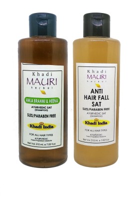 Khadi Mauri Herbal Amla Brahmi Henna & Anti Hair Fall Shampoo (Pack Of 2 pcs)(420 ml)