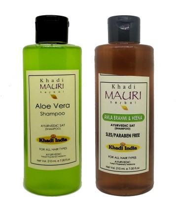 Khadi Mauri AloeVera & Amla Brahmi Heena Shampoo - Pack Of 2(420 ml)