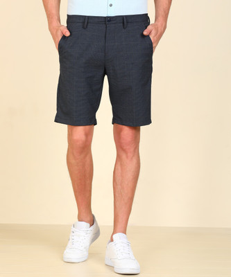 PETER ENGLAND Checkered Men Dark Blue Basic Shorts
