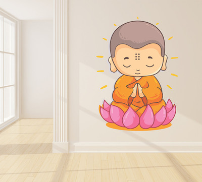 Wallzone 50 cm BUDHA Removable Sticker(Pack of 1)