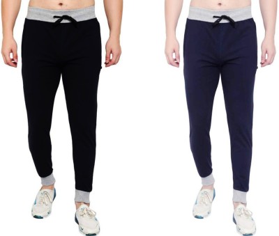 WellFitLook Solid Men Black, Blue Track Pants