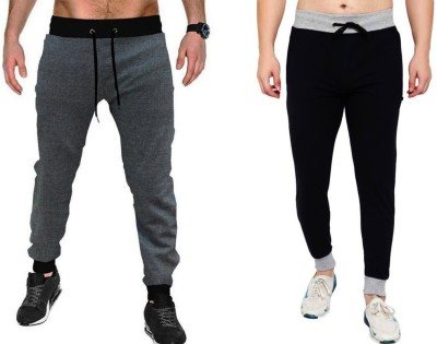 WellFitLook Solid Men Grey, Black Track Pants