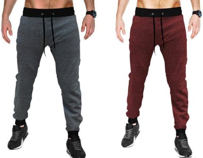 WellFitLook Solid Men Grey, Brown Track Pants