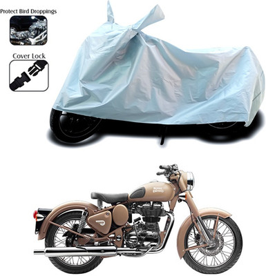 SEBONGO Waterproof Two Wheeler Cover for Royal Enfield(Silver)