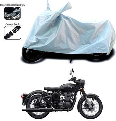 SEBONGO Waterproof Two Wheeler Cover for Royal Enfield(Silver)