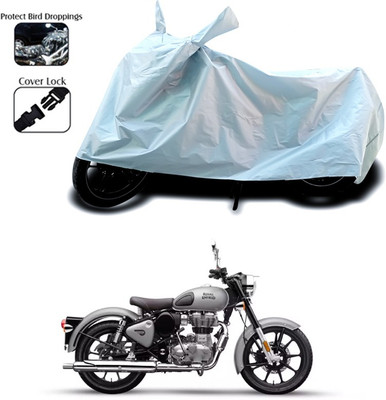 SEBONGO Waterproof Two Wheeler Cover for Royal Enfield(Silver)
