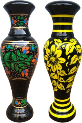 Varda Wooden Vase(12 inch, Multicolor)