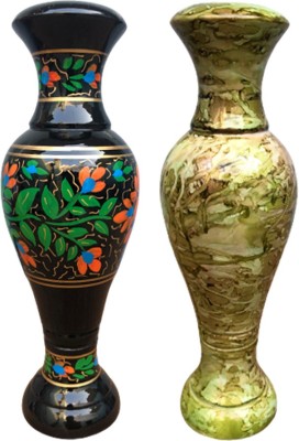 Varda Wooden Vase(12 inch, Multicolor)