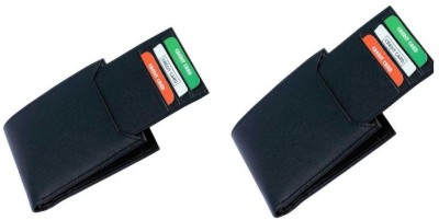 FASHLOOK Men Black Artificial Leather Card Holder(6 Card Slots, Pack of 2)
