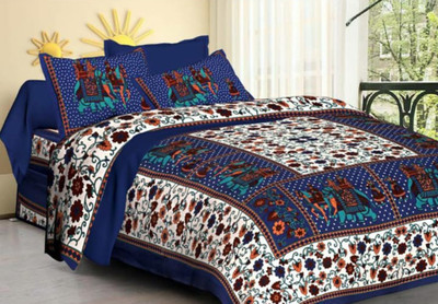 Yakshita Collection Cotton Double Flat 120 TC Animal Bedsheet(Pack of 1, Multicolor)