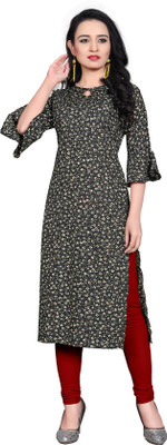 Glance Designs Women Floral Print Straight Kurta(Maroon, Black)