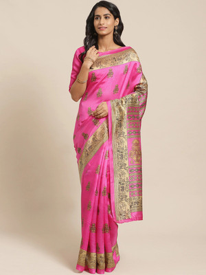 Ratnavati Woven Kanjivaram Silk Blend, Art Silk Saree(Pink)