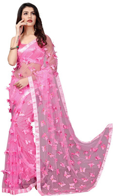 A To Z Cart Printed Bollywood Net Saree(Pink)