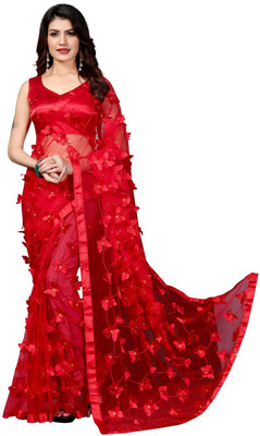 A To Z Cart Printed Bollywood Net Saree(Red)