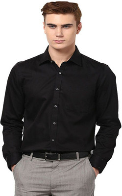 Frankline Men Solid Formal Black Shirt