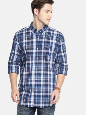 American Eagle Men Woven Design Casual Blue Shirt