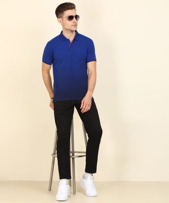 Pepe Jeans Printed Men Polo Neck Blue T-Shirt