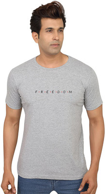 Nakshu Self Design Men Round Neck Grey T-Shirt