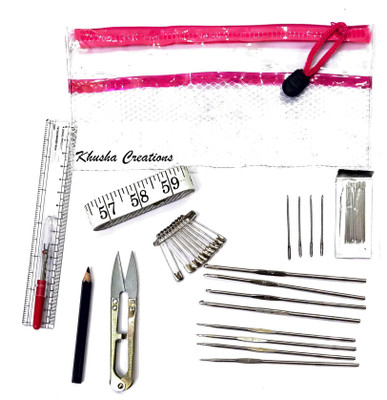 KHUSHA CREATIONS Crochet Kit For Beginners as well as Professionals With Pouch / Crochet Hook Tools / Hobby Craft