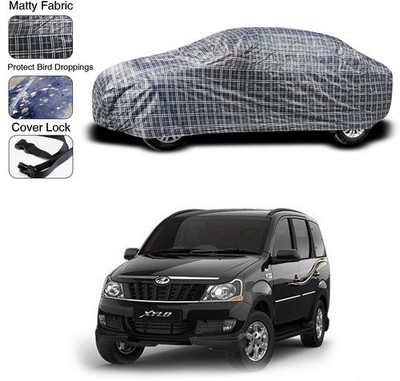 SEBONGO Car Cover For Mahindra Universal For Car (Without Mirror Pockets)(Black, White)
