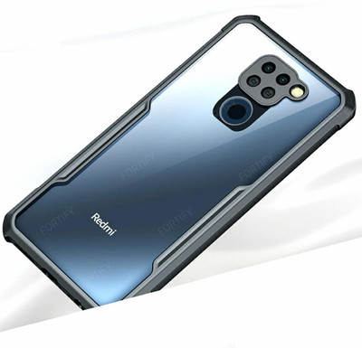 kursa hub Back Cover for Redmi Note 9(Black, Transparent, Grip Case)