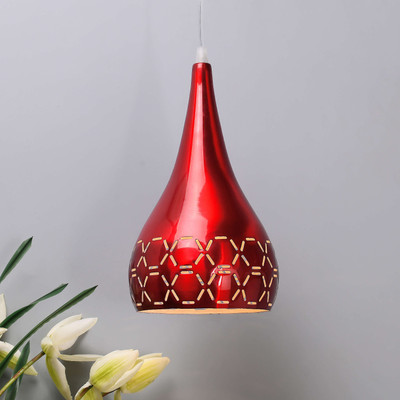 Homesake Glossy Spining Cross-Cut Hanging pendant Lamp, Ceiling Light, Red Pendant Lamp Ceiling Lamp(Red)