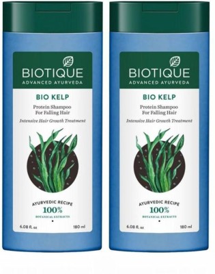 BIOTIQUE Pack of 2 Bio Kelp Protein Shampoo for Falling Hair Intensive Hair growth Treatment, 180ml ( For All Skin Types )(2 Items in the set)