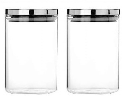 Massive Reckon Glass Utility Container  - 1000 ml(Pack of 2, Clear)