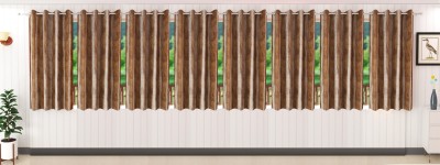 Stella Creations 152 cm (5 ft) Polyester Blackout Window Curtain (Pack Of 8)(Plain, Brown)