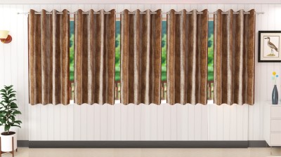 Stella Creations 152 cm (5 ft) Polyester Blackout Window Curtain (Pack Of 5)(Plain, Brown)