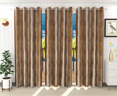Flipkart SmartBuy 274 cm (9 ft) Polyester Blackout Long Door Curtain (Pack Of 3)(Plain, Brown)