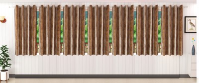 Stella Creations 152 cm (5 ft) Polyester Blackout Window Curtain (Pack Of 7)(Plain, Brown)