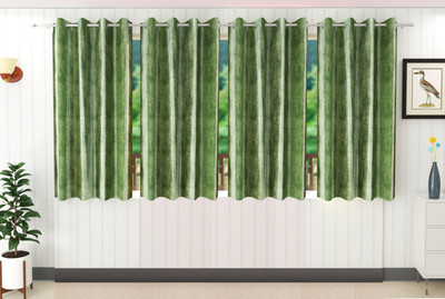 Flipkart SmartBuy 152 cm (5 ft) Polyester Blackout Window Curtain (Pack Of 4)(Plain, Green)