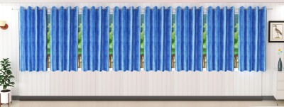 Stella Creations 152 cm (5 ft) Polyester Blackout Window Curtain (Pack Of 8)(Plain, Aqua)