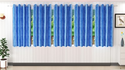 Stella Creations 152 cm (5 ft) Polyester Blackout Window Curtain (Pack Of 5)(Plain, Aqua)