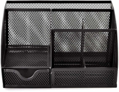 Modinity 6 Compartments metal pen holder(Black)