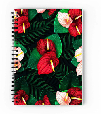 epheriwala Red Floral A5 Notebook Ruled 160 Pages(Red)