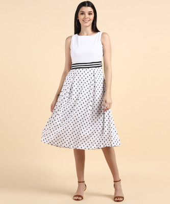 Tokyo Talkies Women Sheath White Knee Length Dress