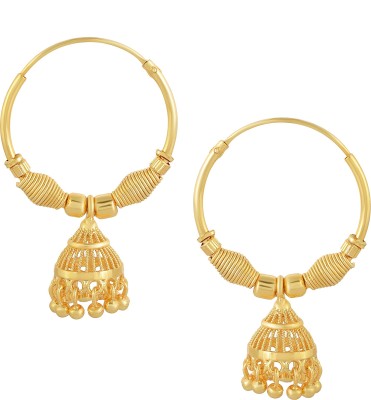 Dzinetrendz Brass Micron Goldplated Bali Hoop Earring Jhumki Women (ERAT2706) Brass Hoop Earring, Jhumki Earring