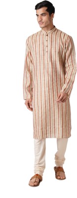 Zois Men Printed Straight Kurta(Beige)