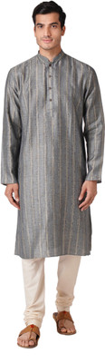Zois Men Striped Straight Kurta(Blue)