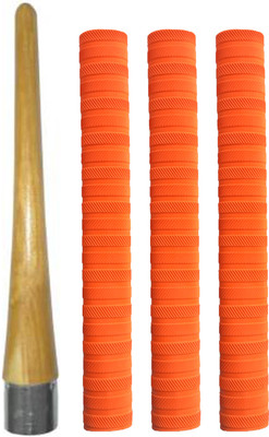 Y2M Set of 3 Cricket Bat Orange Grip + One Wooden Gripper Chevron(Pack of 4)