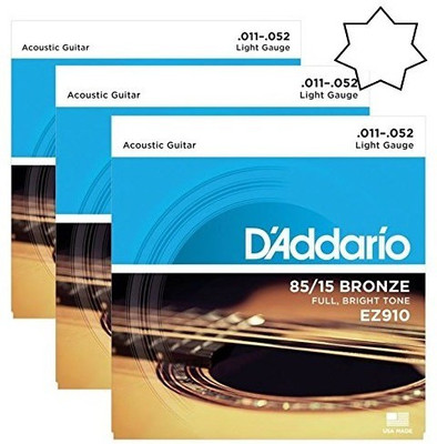 D'ADDARIO Acoustic EZ910-3D Guitar String(Pack of 3, 6 Strings)