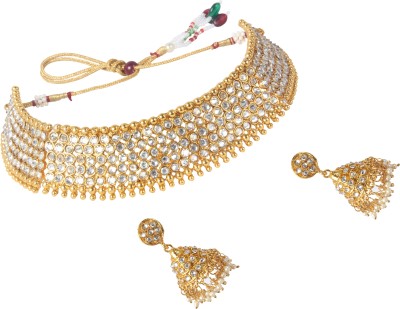 Shiv_Jewels Alloy Gold-plated White, Gold Jewellery Set(Pack of 1)