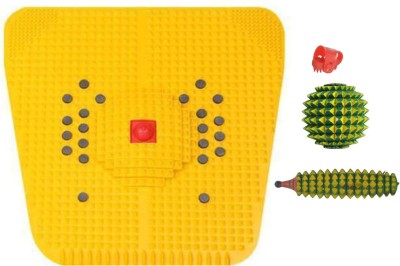 ACM K8 DK-2000 Acupressure power mat plate with magnet with wooden hand roller massager thumb ball wooden for removing stress and pain relief kit full body massage fitness home gym Massager(Multicolor)