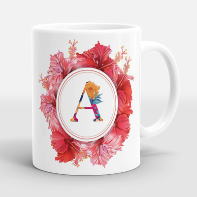 Sublikraft Alphabet A With Multi Color Printed Ceramic Coffee Mug(330 ml)